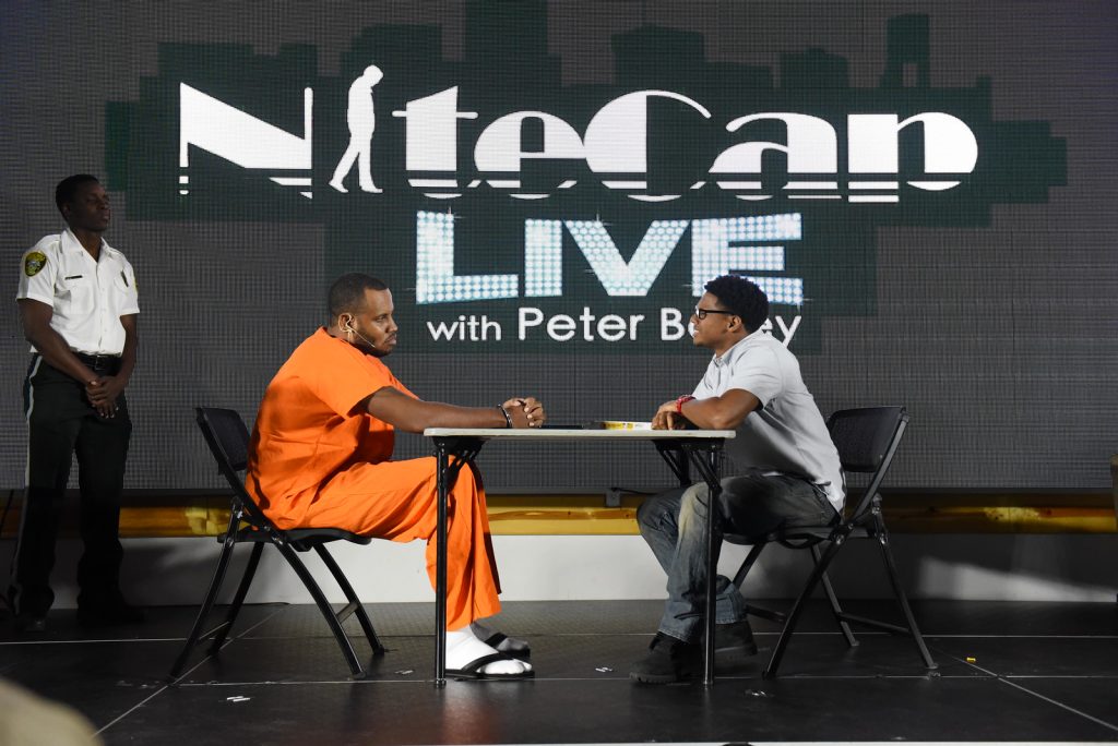At NiteCap Live in Miami Gardens host Peter Bailey performed one of his signature skits the variety show is known for. 